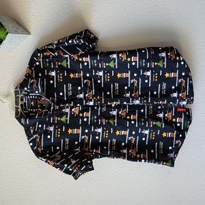 Men’s Christmas 8-Bit Retro Video Game Button Down Shirt Size M